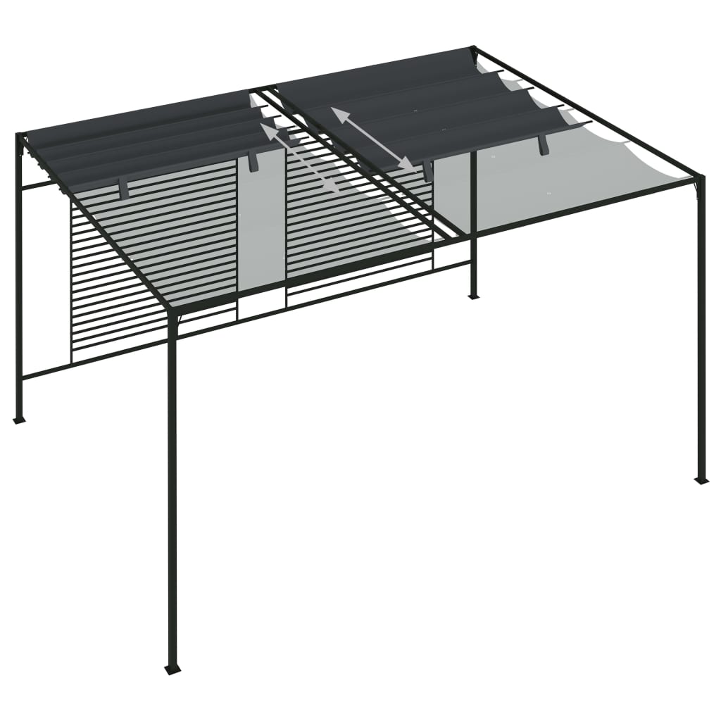 Prieel Met Uittrekbaar Dak 180 G/M² 4X3X2,3 M Kleurig Antraciet