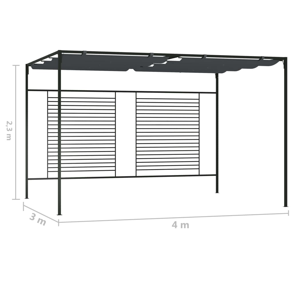 Prieel Met Uittrekbaar Dak 180 G/M² 4X3X2,3 M Kleurig Antraciet