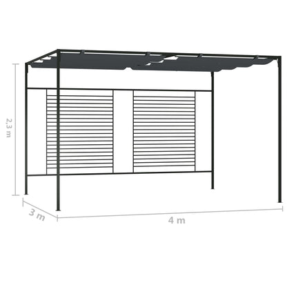 Prieel Met Uittrekbaar Dak 180 G/M² 4X3X2,3 M Kleurig Antraciet