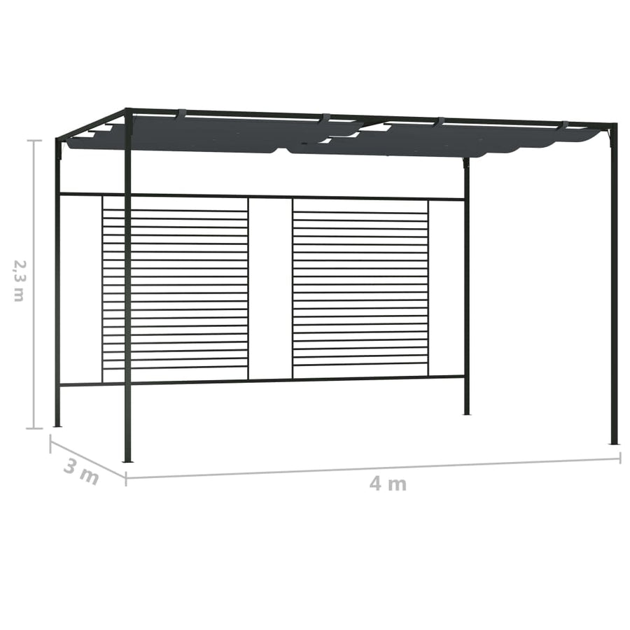 Prieel Met Uittrekbaar Dak 180 G/M² 4X3X2,3 M Kleurig Antraciet