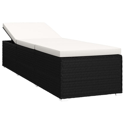 3-Delige Ligbeddenset Met Theetafel Poly Rattan Zwart en wit