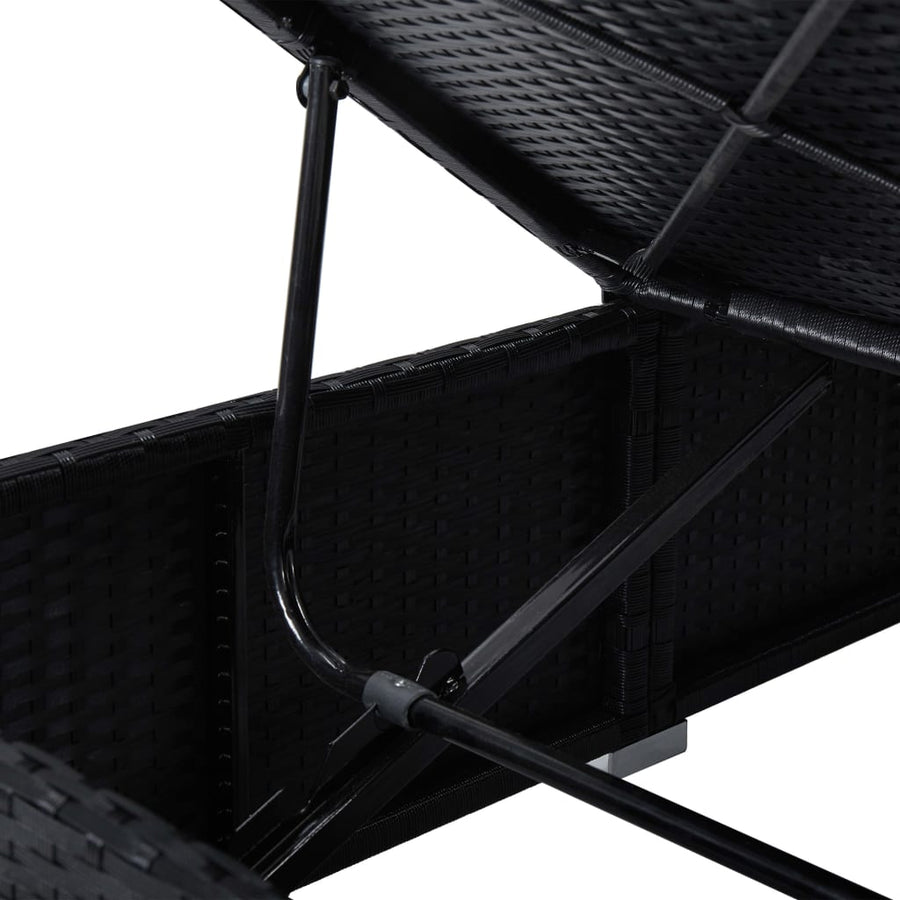3-Delige Ligbeddenset Met Theetafel Poly Rattan Zwart en wit