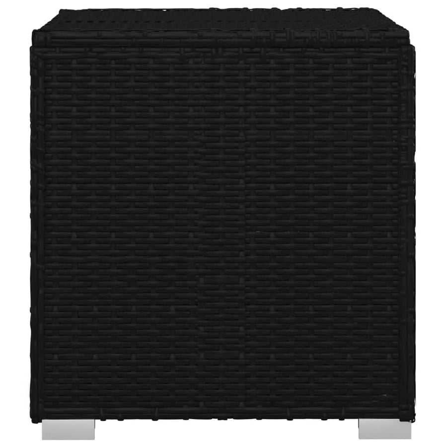 3-Delige Ligbeddenset Met Theetafel Poly Rattan Zwart en wit