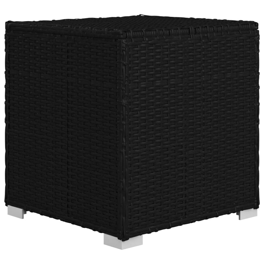 3-Delige Ligbeddenset Met Theetafel Poly Rattan Zwart en wit