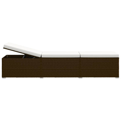 3-Delige Ligbeddenset Met Theetafel Poly Rattan Bruin