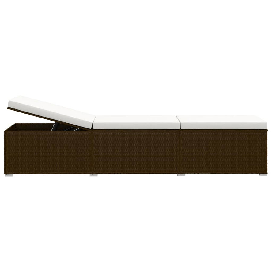 3-Delige Ligbeddenset Met Theetafel Poly Rattan Bruin