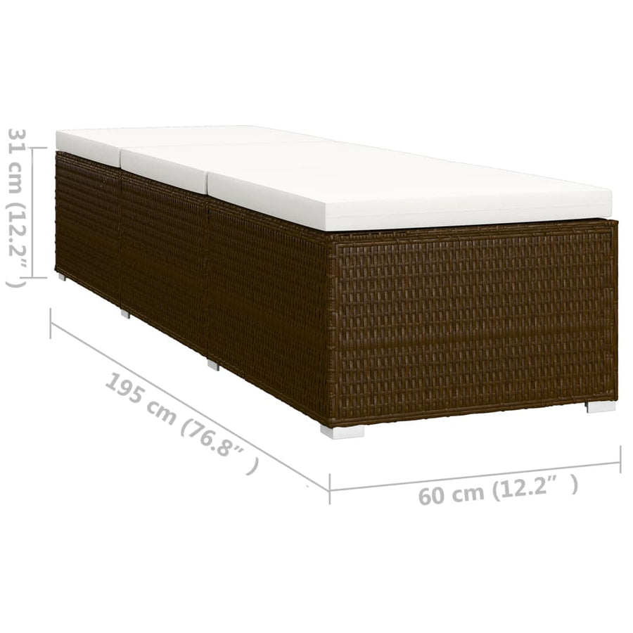 3-Delige Ligbeddenset Met Theetafel Poly Rattan Bruin