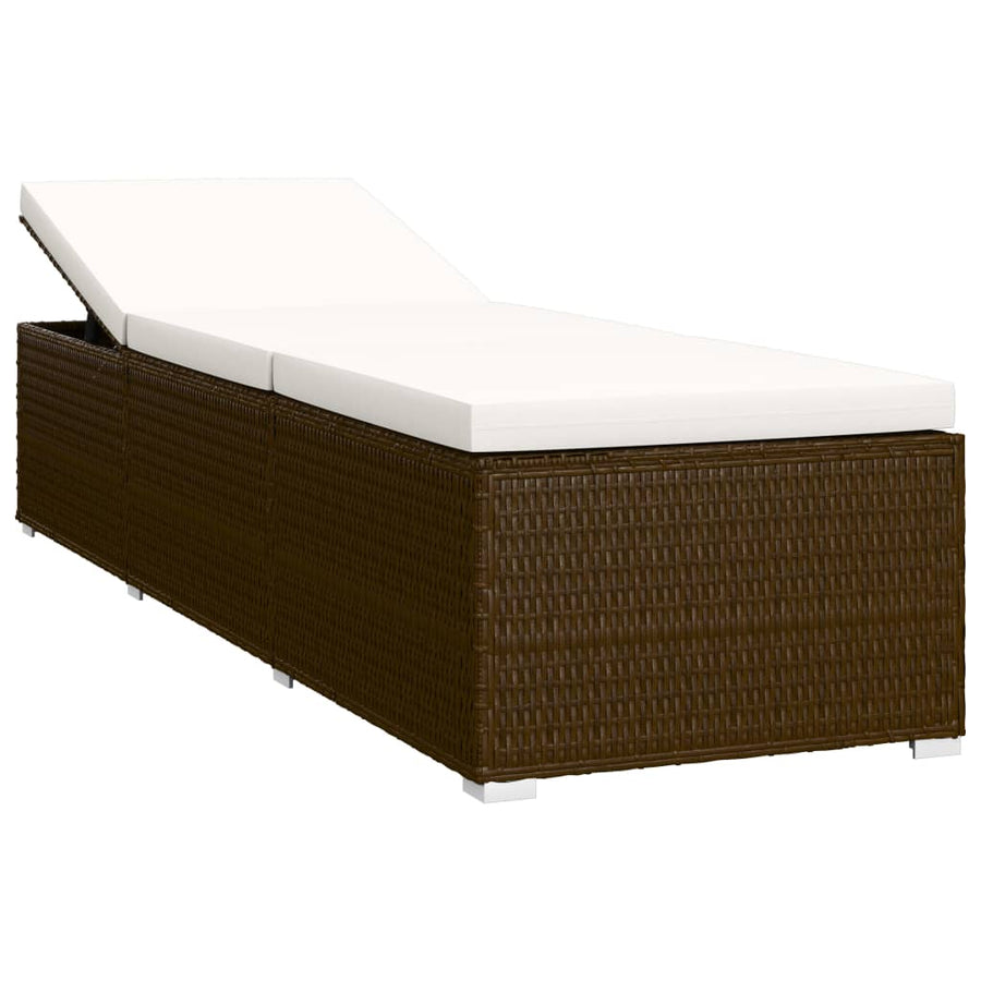 3-Delige Ligbeddenset Met Theetafel Poly Rattan Bruin