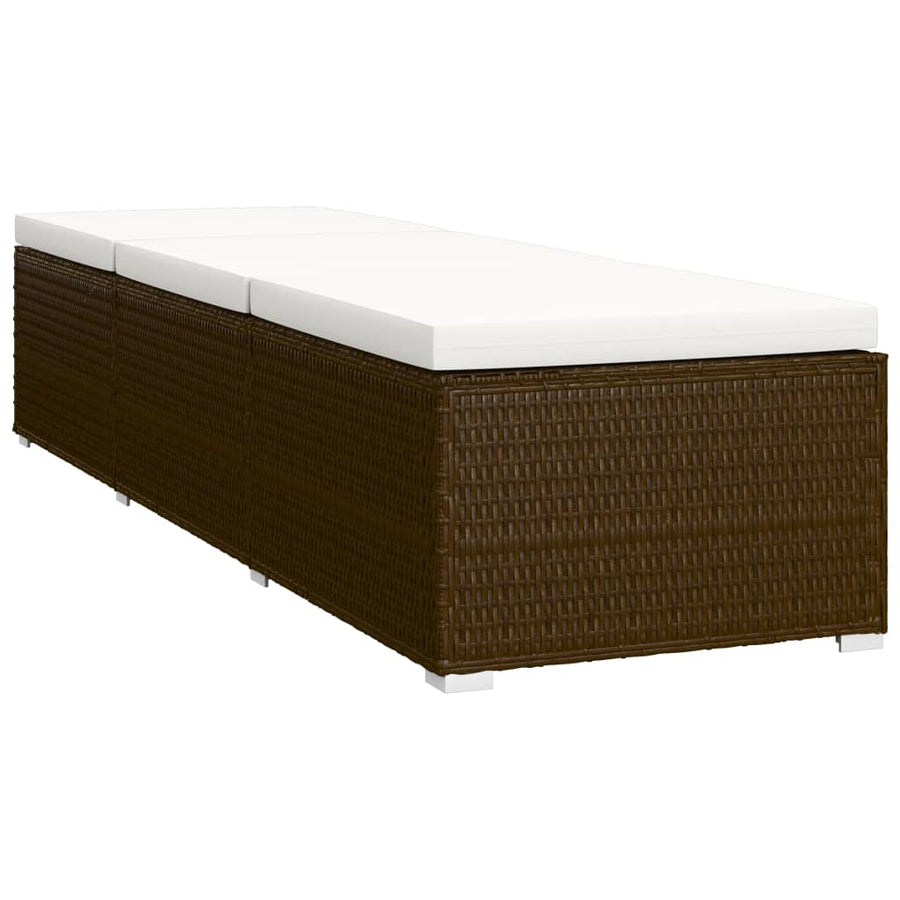 3-Delige Ligbeddenset Met Theetafel Poly Rattan Bruin