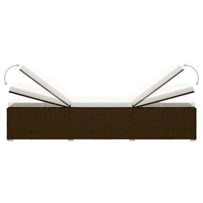 3-Delige Ligbeddenset Met Theetafel Poly Rattan Bruin