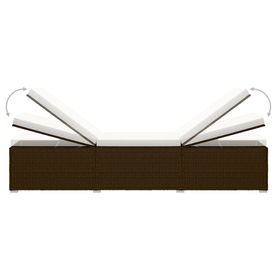 3-Delige Ligbeddenset Met Theetafel Poly Rattan Bruin