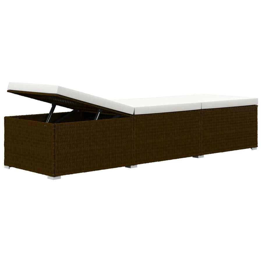3-Delige Ligbeddenset Met Theetafel Poly Rattan Bruin