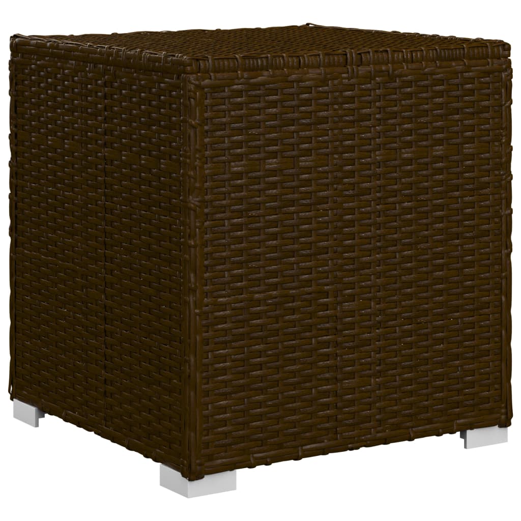 3-Delige Ligbeddenset Met Theetafel Poly Rattan Bruin