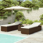 3-Piece Lounger Set with Coffee Table Poly Rattan Brown