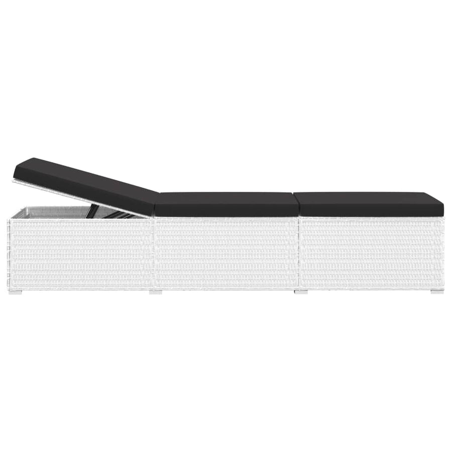 3-Delige Ligbeddenset Met Theetafel Poly Rattan Wit