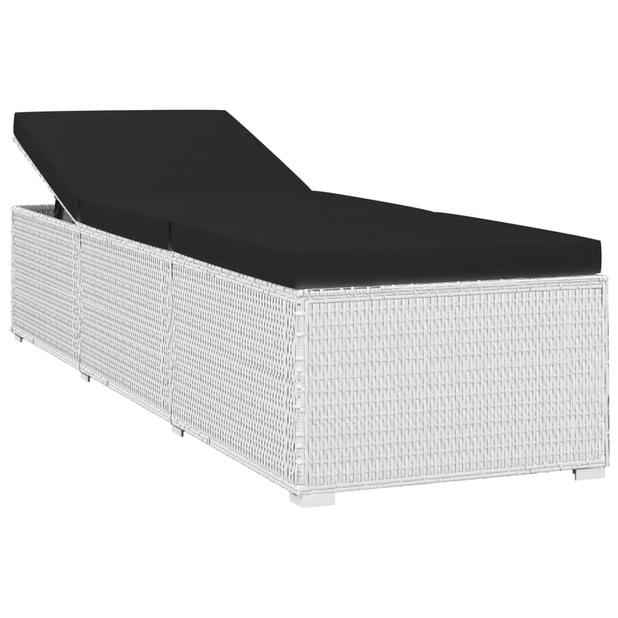 3-Delige Ligbeddenset Met Theetafel Poly Rattan Wit