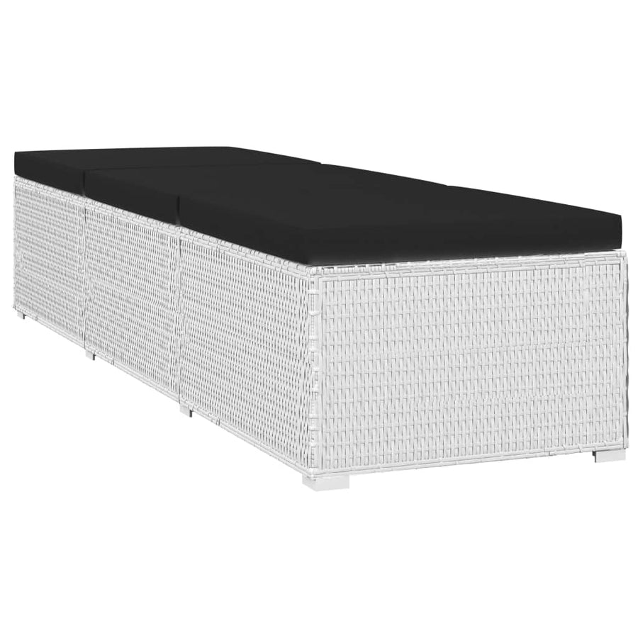 3-Delige Ligbeddenset Met Theetafel Poly Rattan Wit