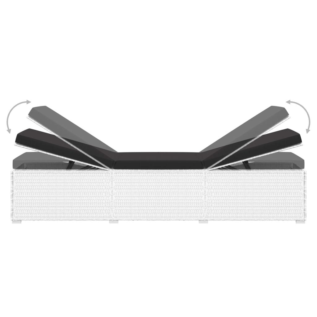 3-Delige Ligbeddenset Met Theetafel Poly Rattan Wit