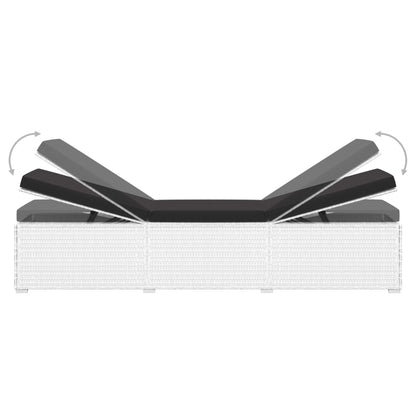 3-Delige Ligbeddenset Met Theetafel Poly Rattan Wit