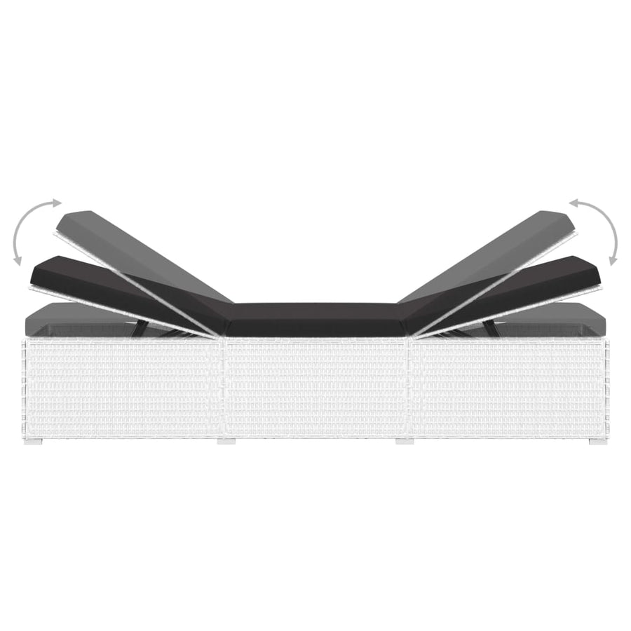 3-Delige Ligbeddenset Met Theetafel Poly Rattan Wit