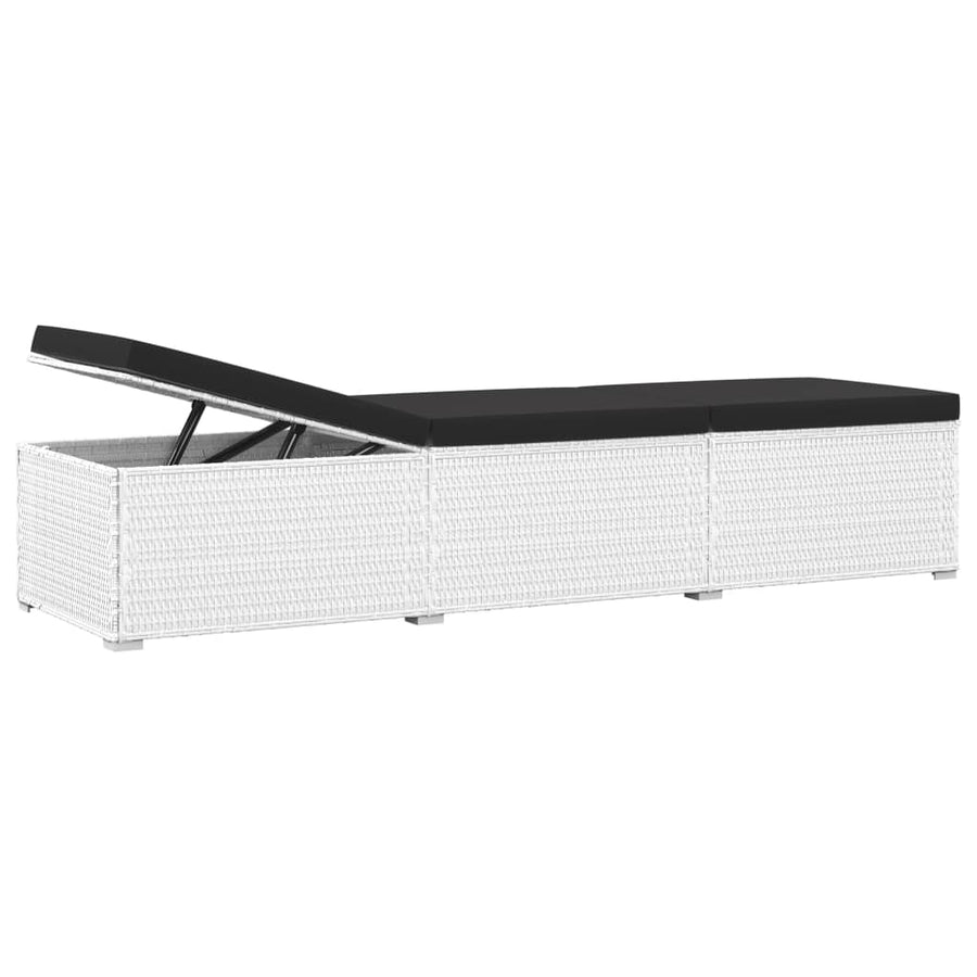 3-Delige Ligbeddenset Met Theetafel Poly Rattan Wit