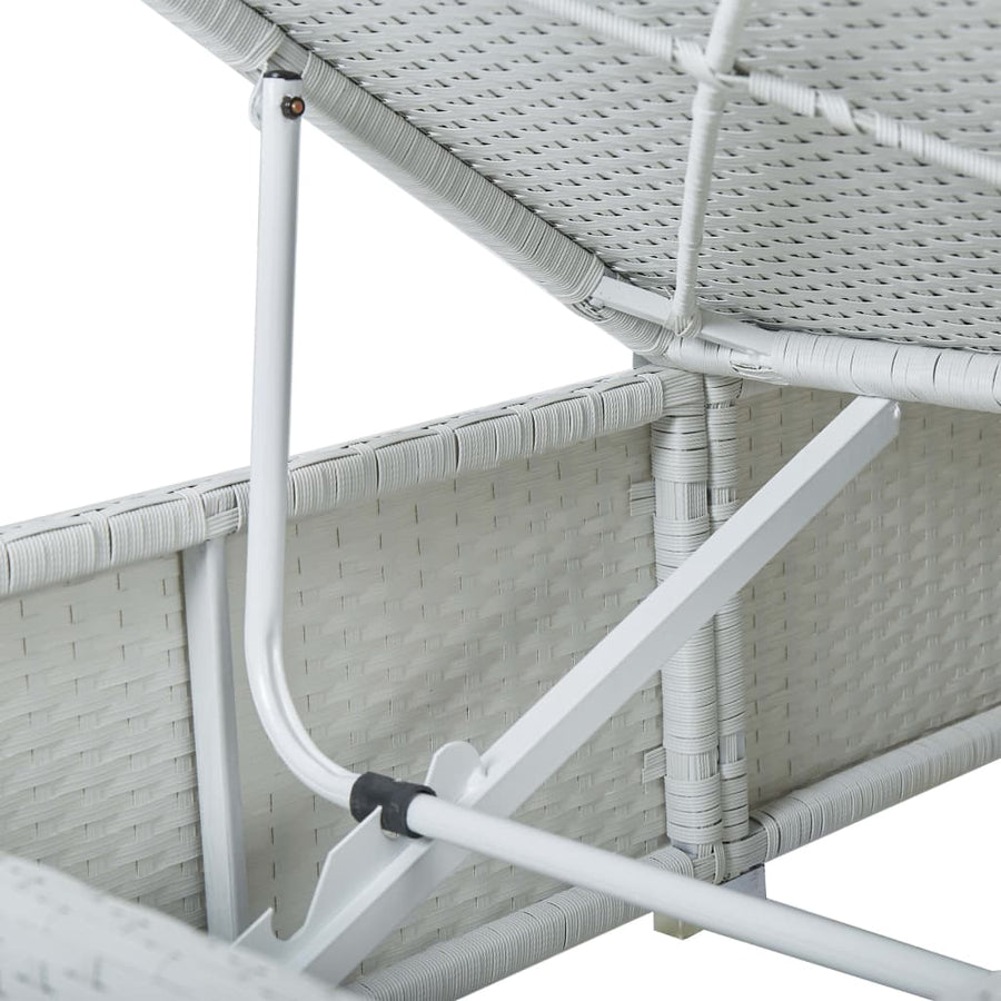 3-Delige Ligbeddenset Met Theetafel Poly Rattan Wit