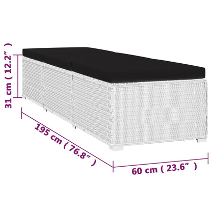 3-Delige Ligbeddenset Met Theetafel Poly Rattan Wit