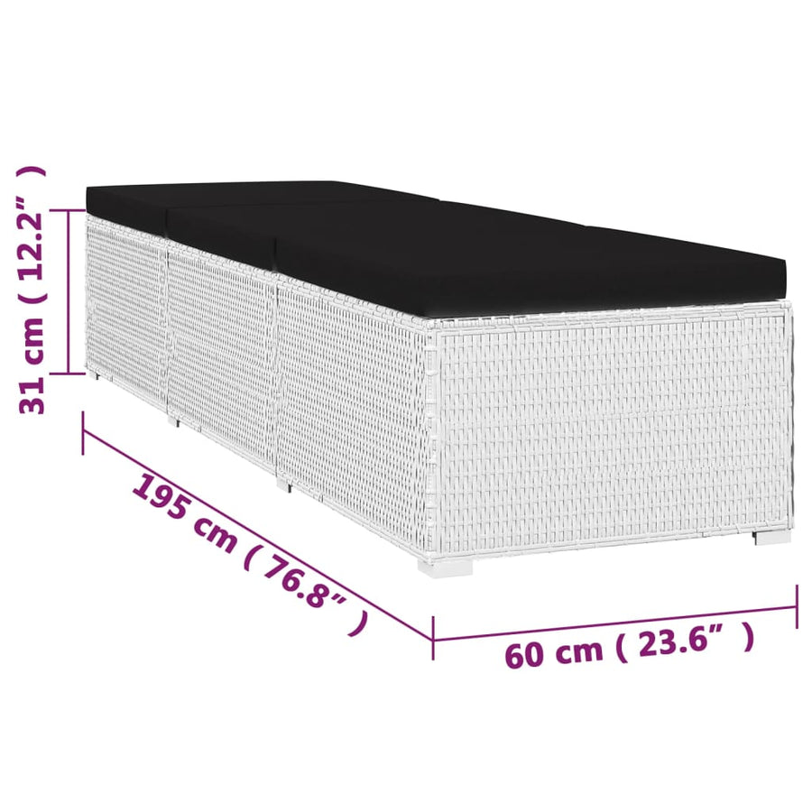 3-Delige Ligbeddenset Met Theetafel Poly Rattan Wit