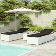 Ligbeddenset poly rattan wit 3-delig met theetafel