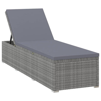 3-Delige Ligbeddenset Met Theetafel Poly Rattan Grijs