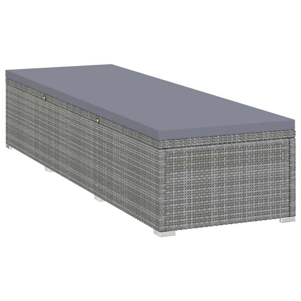 3-Delige Ligbeddenset Met Theetafel Poly Rattan Grijs