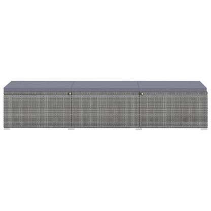 3-Delige Ligbeddenset Met Theetafel Poly Rattan Grijs