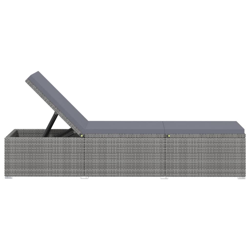 3-Delige Ligbeddenset Met Theetafel Poly Rattan Grijs