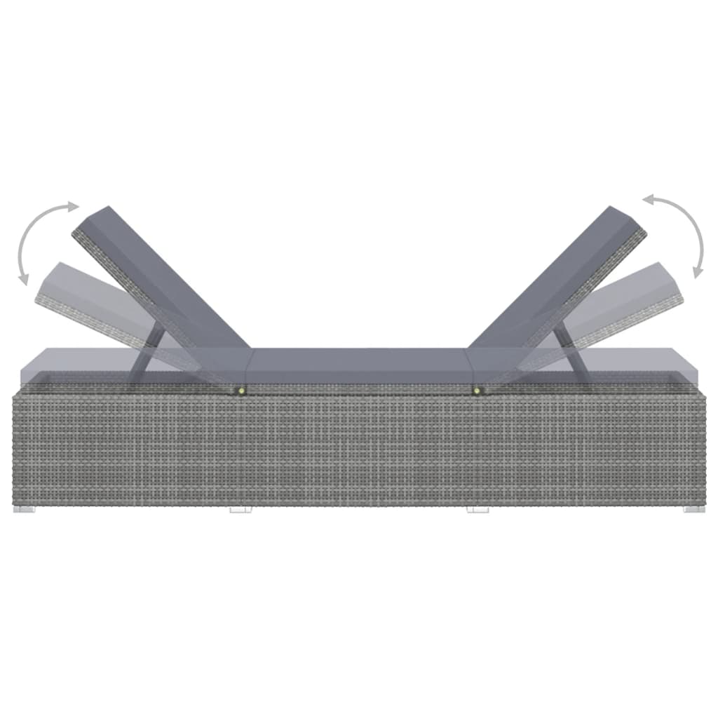 3-Delige Ligbeddenset Met Theetafel Poly Rattan Grijs
