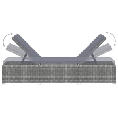 3-Delige Ligbeddenset Met Theetafel Poly Rattan Grijs