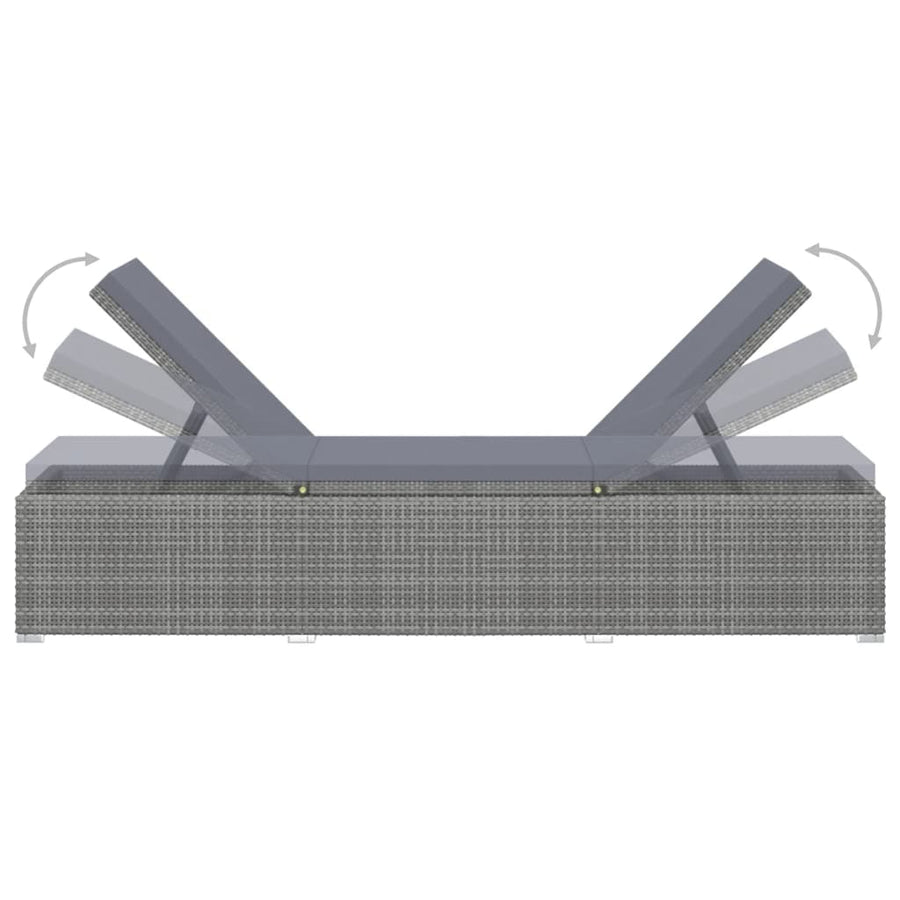 3-Delige Ligbeddenset Met Theetafel Poly Rattan Grijs