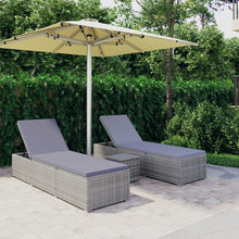3-Delige Ligbeddenset Met Theetafel Poly Rattan Grijs