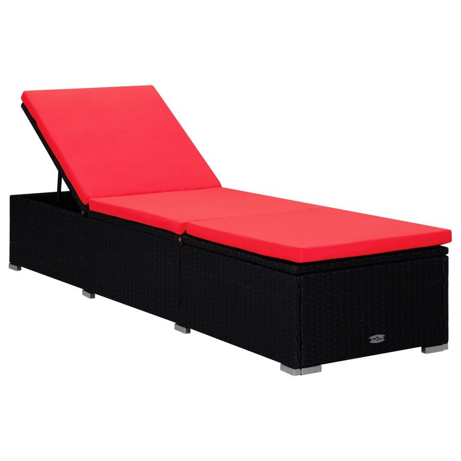 3-Delige Ligbeddenset Met Theetafel Poly Rattan Zwart