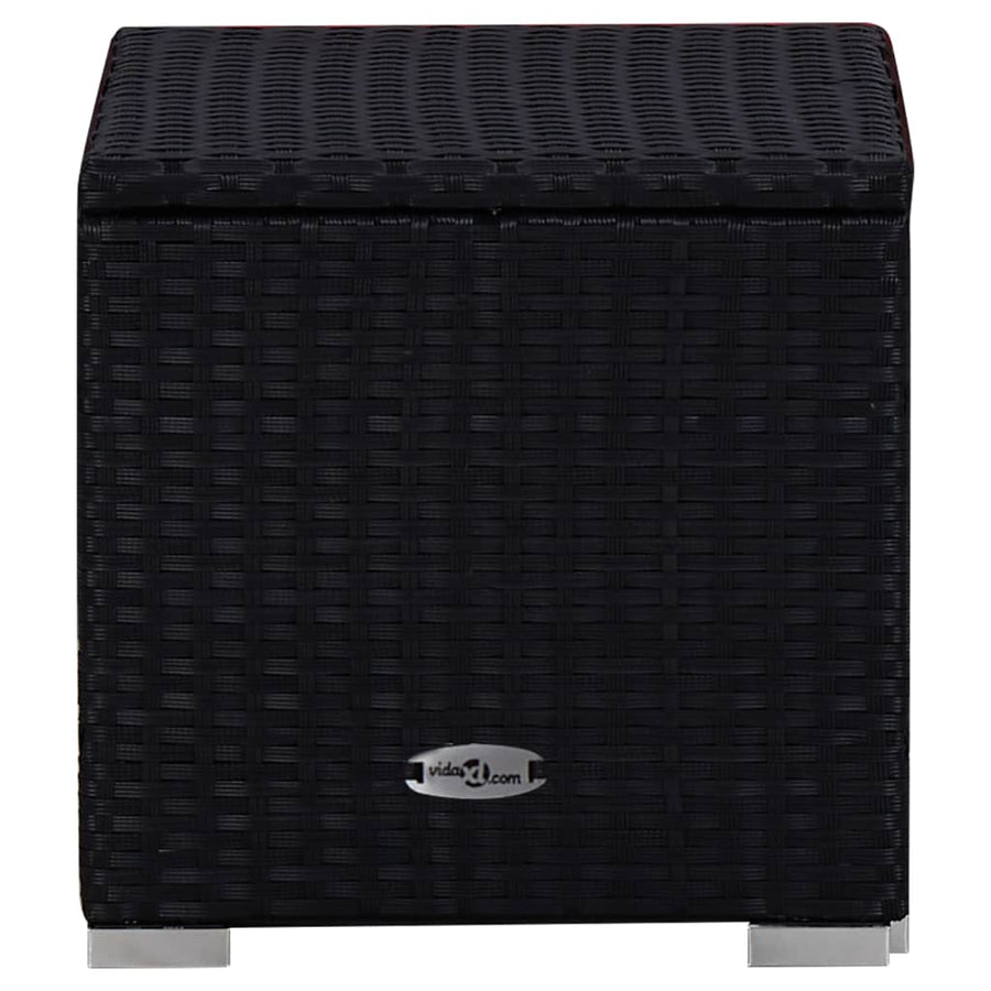 3-Delige Ligbeddenset Met Theetafel Poly Rattan Zwart