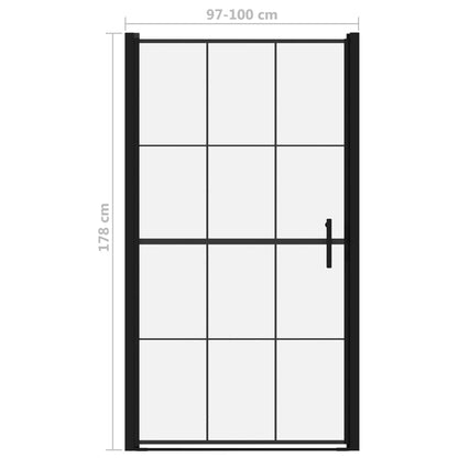 Douchedeur 100x178 cm gehard glas zwart 100 x 178 cm