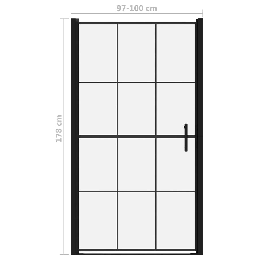 Douchedeur 100x178 cm gehard glas zwart 100 x 178 cm