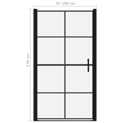 Douchedeur 100x178 cm gehard glas zwart 100 x 178 cm
