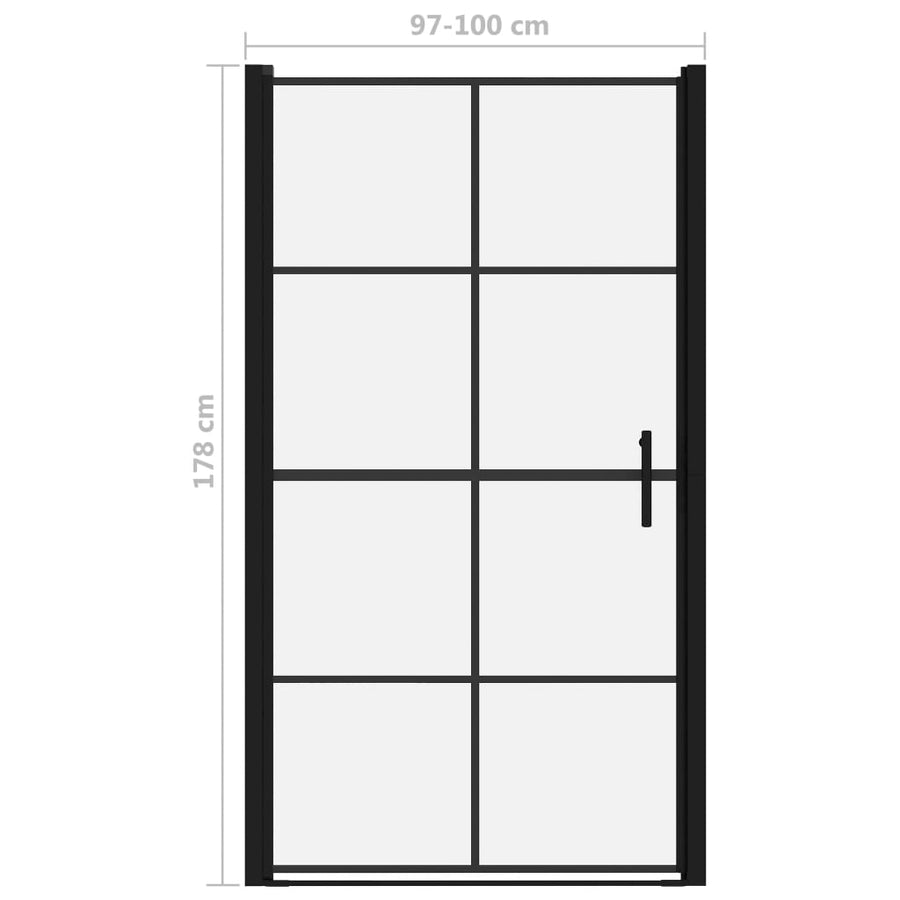 Douchedeur 100x178 cm gehard glas zwart 100 x 178 cm