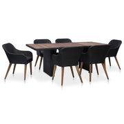 Tuinset 7-delig poly rattan zwart met kussens
