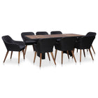 Tuinset 9-delig poly rattan zwart met kussens