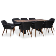 Tuinset 9-delig poly rattan zwart met kussens