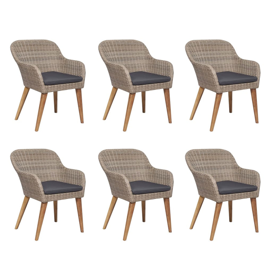 -Delige Tuinset Met Kussens Poly Rattan Zwart 7 Bruin