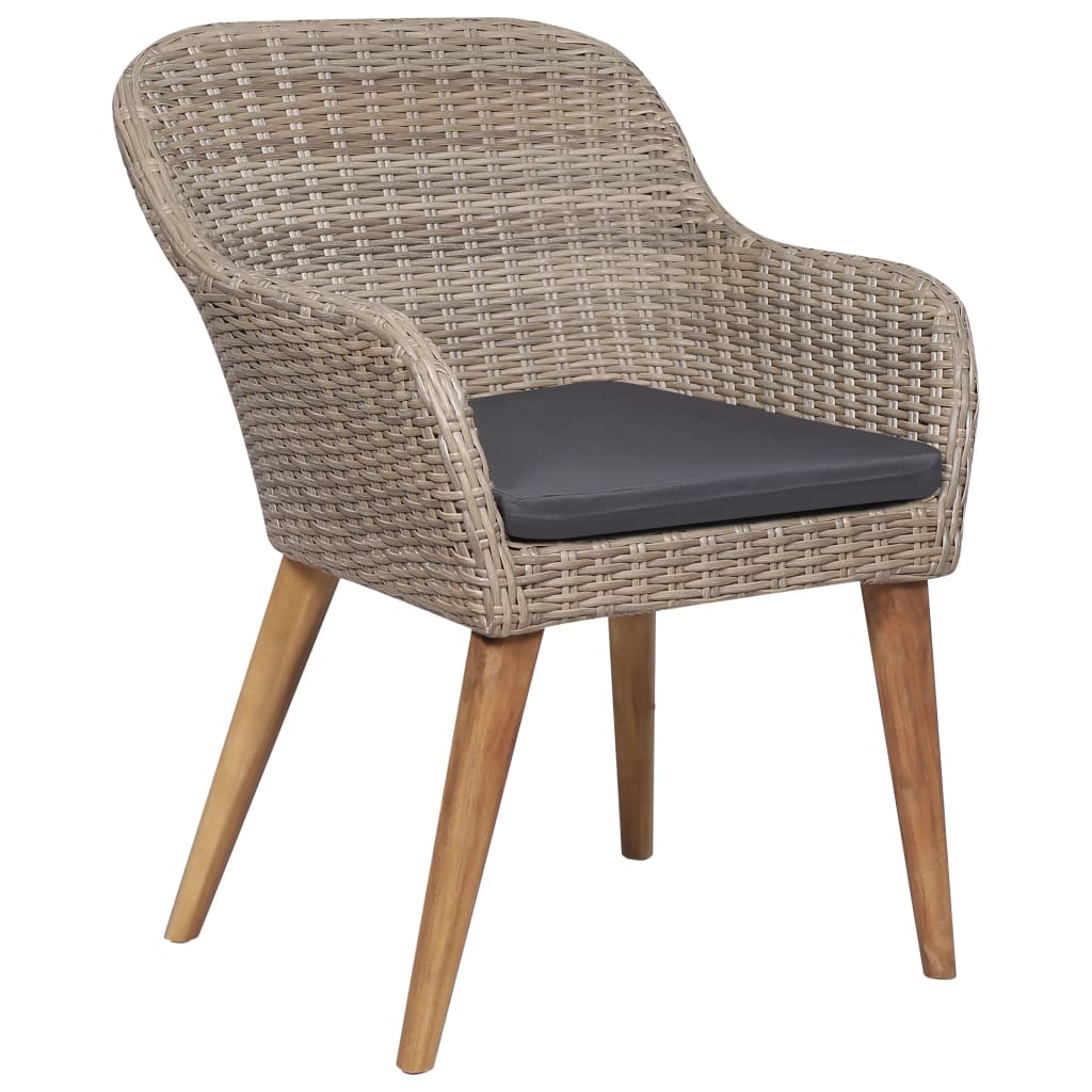 -Delige Tuinset Met Kussens Poly Rattan Zwart 7 Bruin