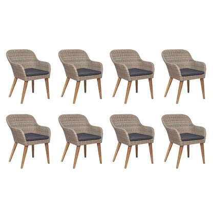 9-Delige Tuinset Met Kussens Poly Rattan Zwart Bruin