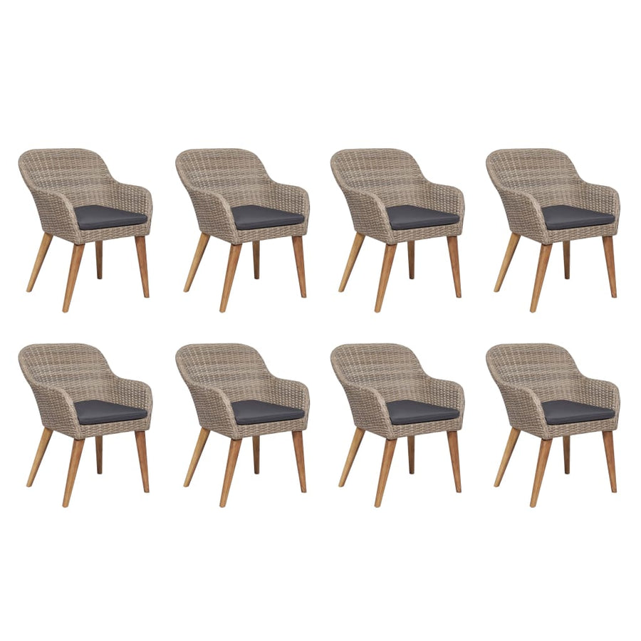 9-Delige Tuinset Met Kussens Poly Rattan Zwart Bruin